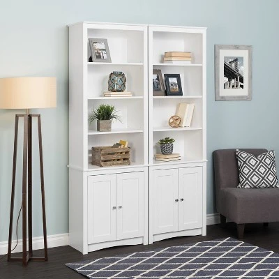 80" 2 Shaker With Tall Bookshelf Doors White - Prepac 6 80" 2 Shaker With Tall Bookshelf Doors White - Prepac - Image 6