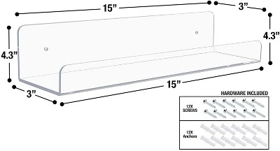 Sorbus Acrylic Wall Ledge Floating Shelf 2 Sorbus Acrylic Wall Ledge Floating Shelf - Image 2