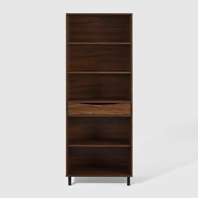 72.5" Mid-Century Modern 1 Drawer Angled Bookshelf - Saracina Home 5 72.5" Mid-Century Modern 1 Drawer Angled Bookshelf - Saracina Home - Image 5