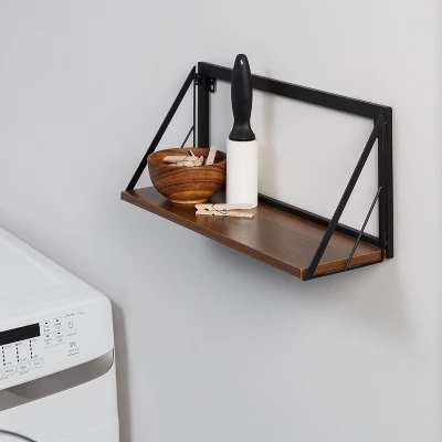 Honey-Can-Do Small Laundry Wall Shelf With Wood Walnut 6 Honey-Can-Do Small Laundry Wall Shelf With Wood Walnut - Image 6