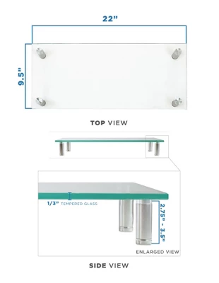 Mount-It! Clear Glass Monitor Stand Computer Desktop Riser, Tempered Glass, Fits 24, 27, 30, 32 Inch Screens, 66 Lbs. Capacity 4 Mount-It! Clear Glass Monitor Stand Computer Desktop Riser, Tempered Glass, Fits 24, 27, 30, 32 Inch Screens, 66 Lbs. Capacity - Image 4