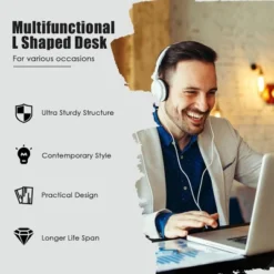 Costway L-Shaped Corner Computer Desk Writing Table Study Workstation W/ Drawers Storage Black 13 Costway L-Shaped Corner Computer Desk Writing Table Study Workstation W/ Drawers Storage Black -WorkHaven Sales Shop GUEST 9d43394e 1c7c 4801 bff9 1c51f940762a