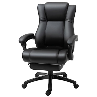 Vinsetto Executive High Back Office Chair Executive Computer Desk Chair With PU Leather, Adjustable Height And Retractable Footrest, Black 3 Vinsetto Executive High Back Office Chair Executive Computer Desk Chair With PU Leather, Adjustable Height And Retractable Footrest, Black - Image 3