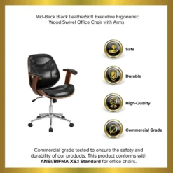 Emma And Oliver Mid-Back Black LeatherSoft Executive Ergonomic Wood Swivel Office Chair - Arms 19 Emma And Oliver Mid-Back Black LeatherSoft Executive Ergonomic Wood Swivel Office Chair - Arms -WorkHaven Sales Shop GUEST 9e9f79e6 459d 47d5 89b1 5118d4d0f6b8