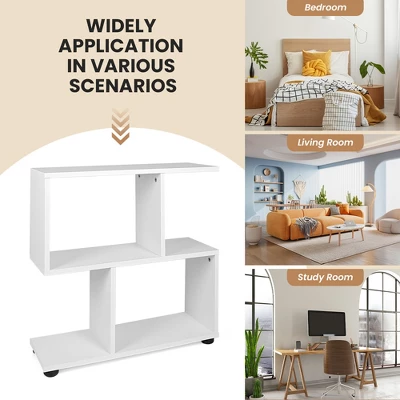 Costway 2-Tier Bookshelf S Shaped Bookcase Storage Rack Display Shelf W/Thick Foot Mats 5 Costway 2-Tier Bookshelf S Shaped Bookcase Storage Rack Display Shelf W/Thick Foot Mats - Image 5