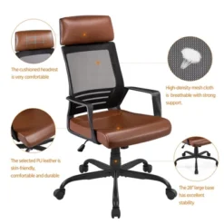 Yaheetech Ergonomic Mesh Office Chair Height Adjustable Computer Chair, Brown -WorkHaven Sales Shop GUEST a01aa099 74ef 458f acaa 85eda9268bb4