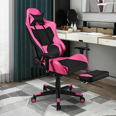 Costway Gaming Chair Massage Reclining Racing Office Computer Chair With Footrest Pink 3 Costway Gaming Chair Massage Reclining Racing Office Computer Chair With Footrest Pink - Image 3