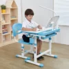 Mount-It! Kid's Desk And Chair Set With Lamp And Book Holder - Blue