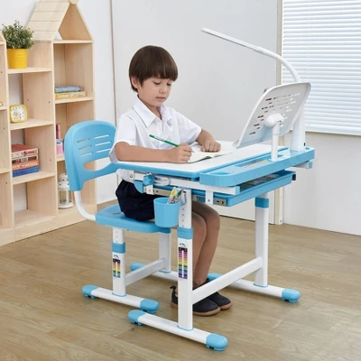 Mount-It! Kid's Desk And Chair Set With Lamp And Book Holder - Blue 1 Mount-It! Kid's Desk And Chair Set With Lamp And Book Holder - Blue