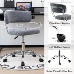 Costway Computer Desk Chair Adjustable Faux Fur Office Chair Swivel Vanity Chair -WorkHaven Sales Shop GUEST a2a93a5c 3eaf 4691 964c d5fc15a1fa88