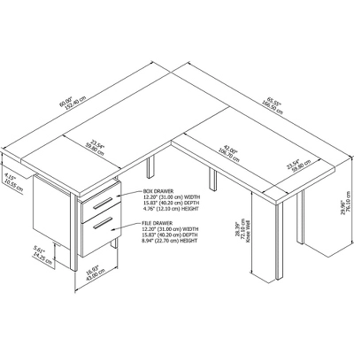 Architect L Shaped Desk With Drawers Modern Walnut - Bush Furniture 5 Architect L Shaped Desk With Drawers Modern Walnut - Bush Furniture - Image 5