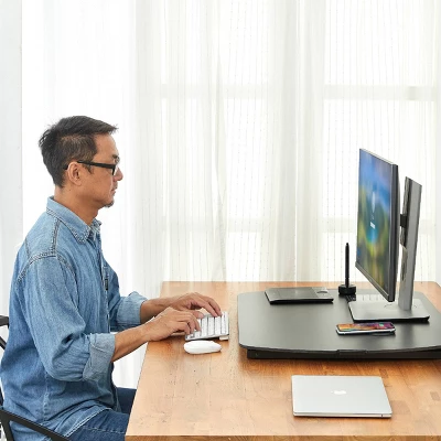 Standing Desk Converter With Wireless Charging Pad Manual Adjustment Black - Bostitch 6 Standing Desk Converter With Wireless Charging Pad Manual Adjustment Black - Bostitch - Image 6