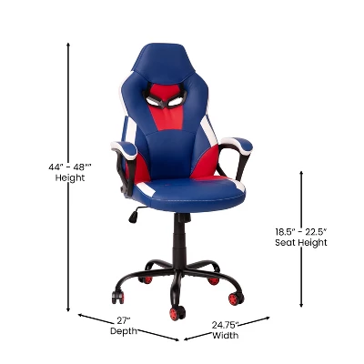 Emma And Oliver Faux Leather Ergonomic High Back Gaming Chair With Adjustable Seat Height, Lumbar Support And Padded Arms In Red, White & Blue 7 Emma And Oliver Faux Leather Ergonomic High Back Gaming Chair With Adjustable Seat Height, Lumbar Support And Padded Arms In Red, White & Blue - Image 7
