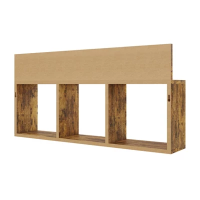 31.5" X 15.7" Rustic Floating Triple Cubby Shelf - Danya B. 4 31.5" X 15.7" Rustic Floating Triple Cubby Shelf - Danya B. - Image 4