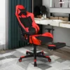 Costway Gaming Chair Massage Reclining Racing Office Computer Chair With Footrest Red