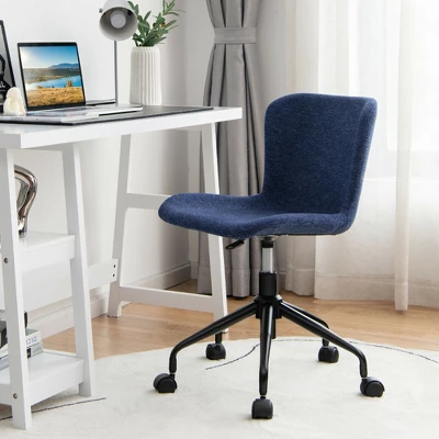 Costway Mid Back Armless Office Chair Adjustable Swivel Linen Task Chair 2 Costway Mid Back Armless Office Chair Adjustable Swivel Linen Task Chair - Image 2