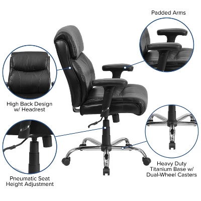 Flash Furniture HERCULES Series Big & Tall 400 Lb. Rated Swivel Ergonomic Task Office Chair With Clean Line Stitching And Adjustable Arms 2 Flash Furniture HERCULES Series Big & Tall 400 Lb. Rated Swivel Ergonomic Task Office Chair With Clean Line Stitching And Adjustable Arms - Image 2