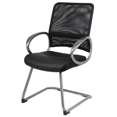 Mesh Back With Pewter Finish Guest Chair Black - Boss Office Products 1 Mesh Back With Pewter Finish Guest Chair Black - Boss Office Products
