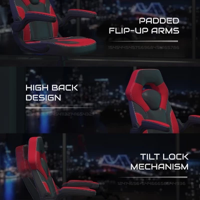 BlackArc Alpha Bundle With Gaming Desk And Chair: Black & Red High Back Chair With Arms; Red & Black Desk With Headphone Hook/Cupholder 4 BlackArc Alpha Bundle With Gaming Desk And Chair: Black & Red High Back Chair With Arms; Red & Black Desk With Headphone Hook/Cupholder - Image 4