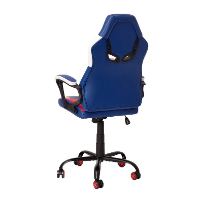 Emma And Oliver Faux Leather Ergonomic High Back Gaming Chair With Adjustable Seat Height, Lumbar Support And Padded Arms In Red, White & Blue 2 Emma And Oliver Faux Leather Ergonomic High Back Gaming Chair With Adjustable Seat Height, Lumbar Support And Padded Arms In Red, White & Blue - Image 2