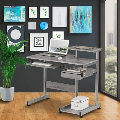 Complete Computer Workstation Desk Gray - Techni Mobili 1 Complete Computer Workstation Desk Gray - Techni Mobili
