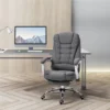 Vinsetto High-Back Executive Office Chair With Footrest, Linen-Fabric Computer Chair With Padded Armrests, Ergonomic Office Chair, Gray