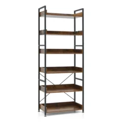 Costway 6-Tier Bookshelf Open Display Shelves Storage Rack Metal Frame With 4 Hooks Rustic 17 Costway 6-Tier Bookshelf Open Display Shelves Storage Rack Metal Frame With 4 Hooks Rustic -WorkHaven Sales Shop GUEST ab84846a 6ef5 4300 8375 65b81b72711b