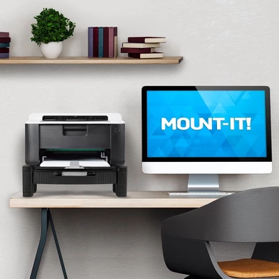 Mount-It! Monitor Riser With Drawer | Height Adjustable Monitor Stand With Sliding Three-Row Storage | Riser For Computer Screen, Printer, Or Laptop 2 Mount-It! Monitor Riser With Drawer | Height Adjustable Monitor Stand With Sliding Three-Row Storage | Riser For Computer Screen, Printer, Or Laptop - Image 2