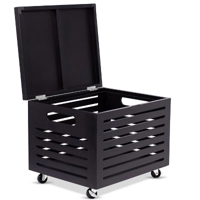 BirdRock Home Bamboo Rolling File Storage Organizer Box With Lid - Cafe Noir 5 BirdRock Home Bamboo Rolling File Storage Organizer Box With Lid - Cafe Noir - Image 5