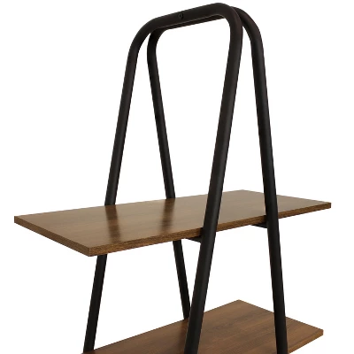 Sunnydaze Decor Sunnydaze 4-Shelf Industrial-Style Ladder Bookshelf - MDP With Powder-Coated Steel Frame - Brown 2 Sunnydaze Decor Sunnydaze 4-Shelf Industrial-Style Ladder Bookshelf - MDP With Powder-Coated Steel Frame - Brown - Image 2