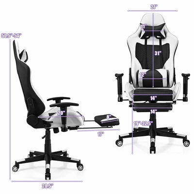 Costway Massage Gaming Chair Reclining Racing Office Computer Chair With Footrest White 1 Costway Massage Gaming Chair Reclining Racing Office Computer Chair With Footrest White