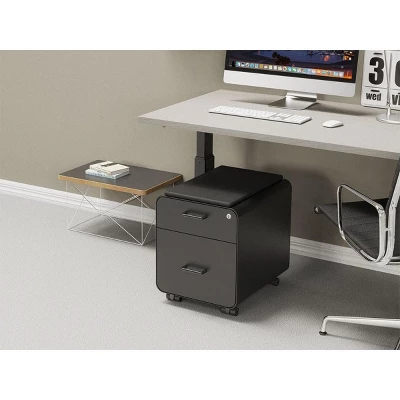 Monoprice Round Corner 2-Drawer File Cabinet - Black, Lockable With Seat Cushion - Workstream Collection 5 Monoprice Round Corner 2-Drawer File Cabinet - Black, Lockable With Seat Cushion - Workstream Collection - Image 5