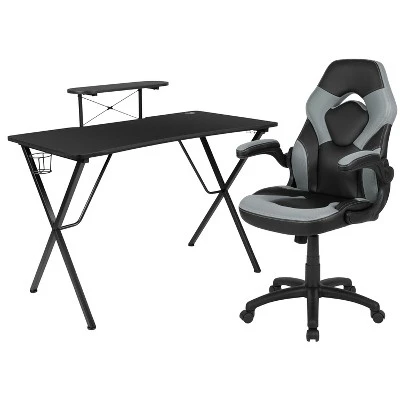 Emma And Oliver Gaming Desk & Chair Set With Cup Holder, Headphone Hook, And Monitor Stand 11 Emma And Oliver Gaming Desk & Chair Set With Cup Holder, Headphone Hook, And Monitor Stand - Image 11