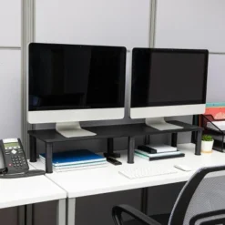 Mind Reader Large Dual Monitor Stand/Riser For Computer Screens Black