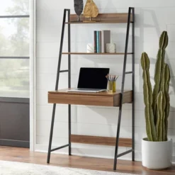3pc Denton Ladder Desk And Shelf Walnut/Black - Buylateral -WorkHaven Sales Shop GUEST aeb7134a 84b9 4fbb ada4 922c6f3e8ba0