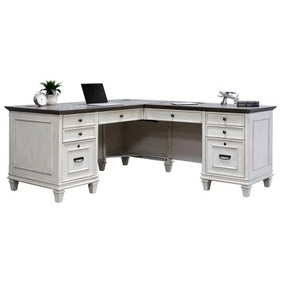 Hartford L Shaped Pedestal Desk White - Martin Furniture 1 Hartford L Shaped Pedestal Desk White - Martin Furniture