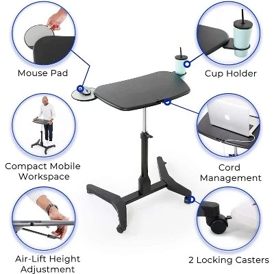 Cruizer Express Mobile Podium With Mouse Pad And Cup Holder – Black – Stand Steady 4 Cruizer Express Mobile Podium With Mouse Pad And Cup Holder – Black – Stand Steady - Image 4