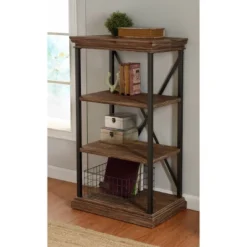 43.8" Archer Ridge Four Tier Bookshelf Brown/Black - Stylecraft