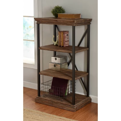 43.8" Archer Ridge Four Tier Bookshelf Brown/Black - Stylecraft 1 43.8" Archer Ridge Four Tier Bookshelf Brown/Black - Stylecraft