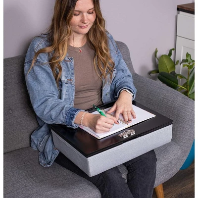 BIRDROCK HOME Lap Desk With Storage And Cushion - Grey 1 BIRDROCK HOME Lap Desk With Storage And Cushion - Grey