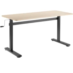 Tranzendesk Standing Desk – 55" Manual Height Adjustable Workstation – Maple – Stand Steady