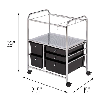Honey-Can-Do 5 Drawer Rolling File Cart Black 8 Honey-Can-Do 5 Drawer Rolling File Cart Black - Image 8