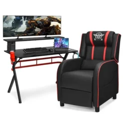 Costway Gaming Desk & Chair Set 48'' Computer Desk & Massage Recliner Chair Black + White/Blue/Pink/Red 10 Costway Gaming Desk & Chair Set 48'' Computer Desk & Massage Recliner Chair Black + White/Blue/Pink/Red -WorkHaven Sales Shop GUEST b11fe97e 9b27 4d94 8d7d b86241673d04