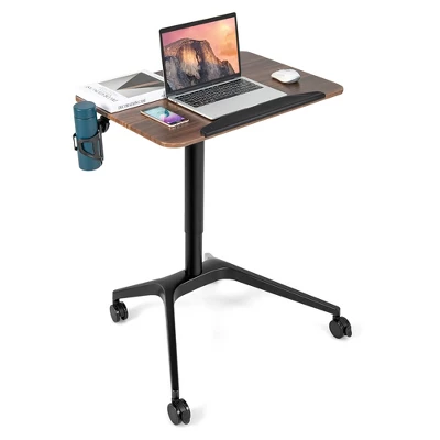 Costway Pneumatic Standing Desk Tilting Adjustable Laptop Cart Mobile Podium Cup Holder 9 Costway Pneumatic Standing Desk Tilting Adjustable Laptop Cart Mobile Podium Cup Holder - Image 9