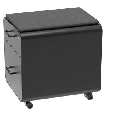 Monoprice Round Corner 2-Drawer File Cabinet - Black, Lockable With Seat Cushion - Workstream Collection 2 Monoprice Round Corner 2-Drawer File Cabinet - Black, Lockable With Seat Cushion - Workstream Collection - Image 2
