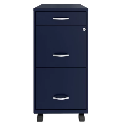 Space Solutions 18 Inch Wide Metal Mobile Organizer File Cabinet For Office Supplies & Hanging File Folders With Pencil Drawer & 3 File Drawers, Navy 1 Space Solutions 18 Inch Wide Metal Mobile Organizer File Cabinet For Office Supplies & Hanging File Folders With Pencil Drawer & 3 File Drawers, Navy