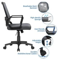 Yaheetech Adjustable Mid-Back Office Chair Computer Chair With Wheels -WorkHaven Sales Shop GUEST b1f69a16 4ad7 4fc8 a9f2 f0edb626ae92