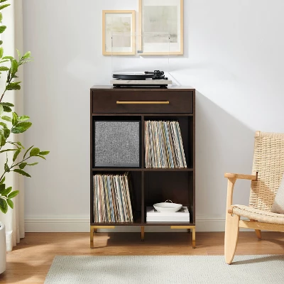 42.25" Juno Record Storage Cube Bookcase With Speaker Dark Brown/Black - Crosley 2 42.25" Juno Record Storage Cube Bookcase With Speaker Dark Brown/Black - Crosley - Image 2