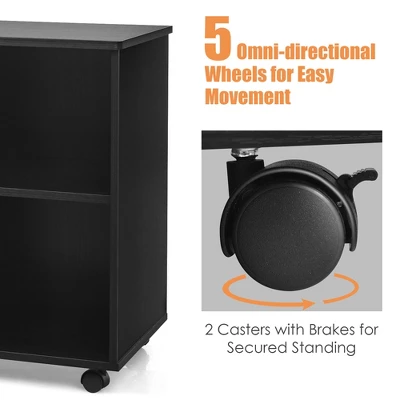 Costway 3-Drawer File Cabinet Mobile Lateral Cabinet Printer Stand EspressoBlack 8 Costway 3-Drawer File Cabinet Mobile Lateral Cabinet Printer Stand EspressoBlack - Image 8