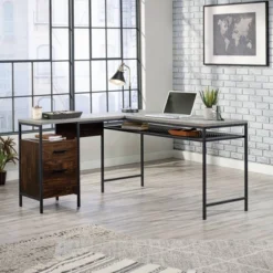 Market Commons L Desk Walnut - Sauder